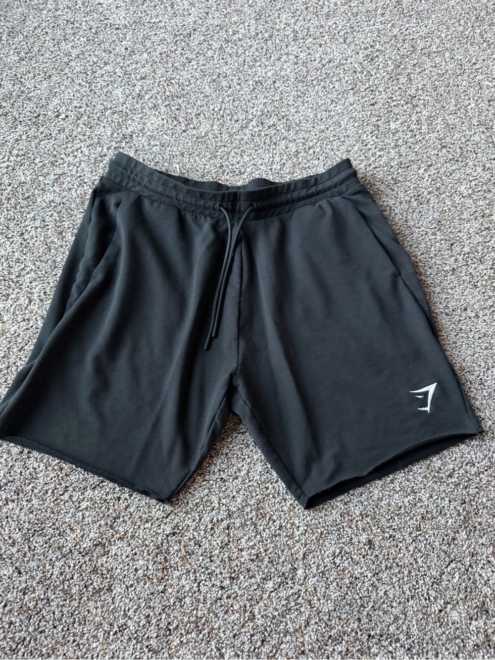 Gymshark Black Drawstring Raw Hem Training Sweat Shorts Men's Large